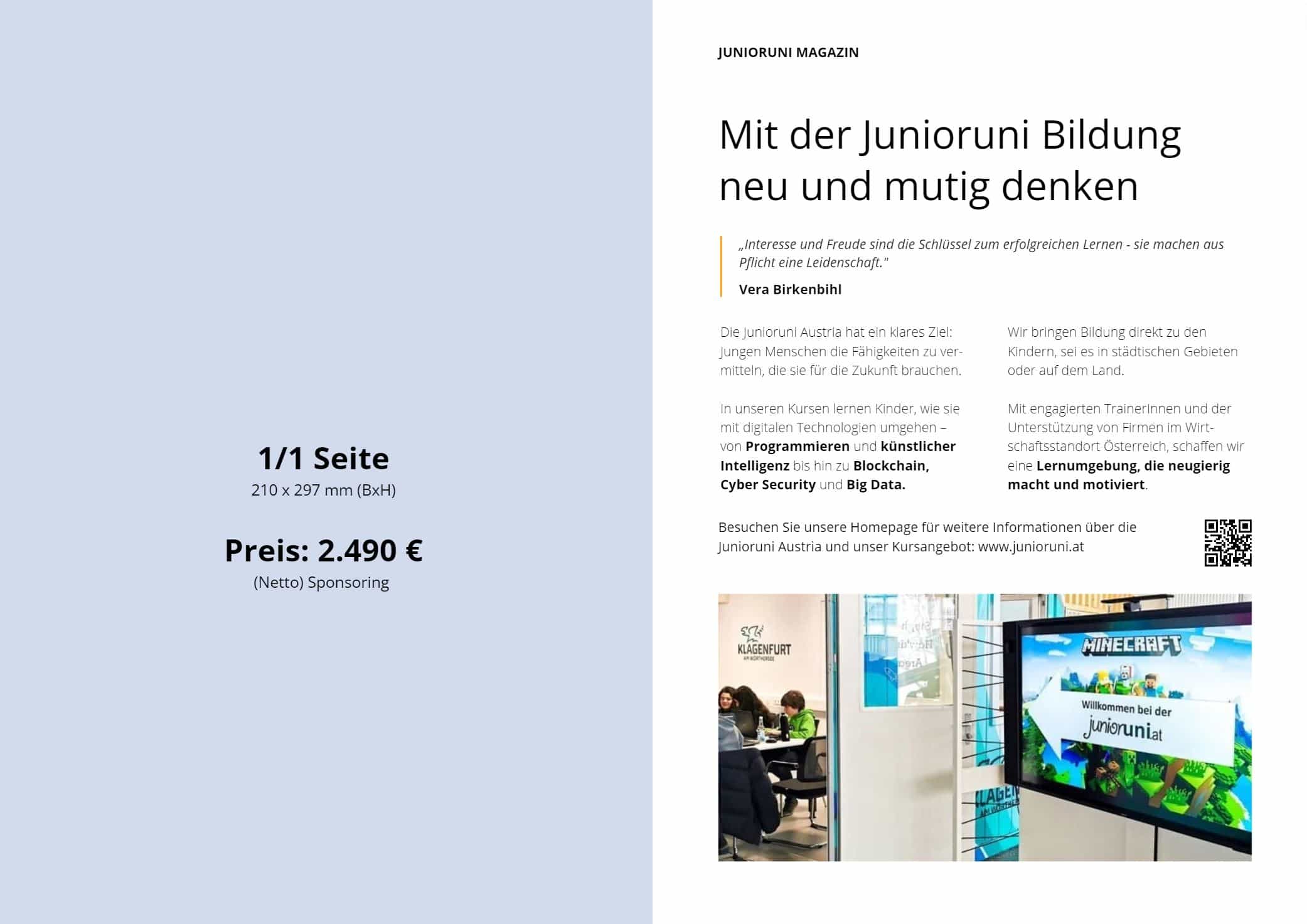Jobangebote Anzeigenverkauf Junioruni-Magazin 