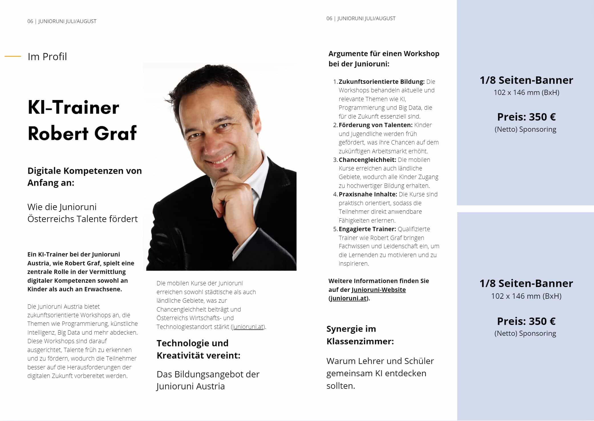 Jobangebote Anzeigenverkauf Junioruni-Magazin Robert Graf Klagenfurt