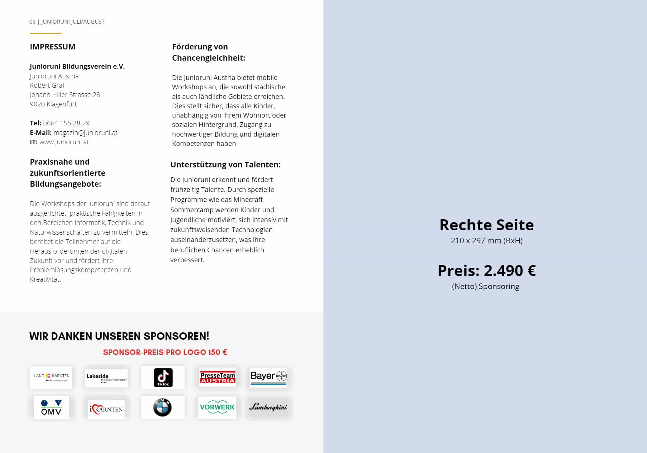 Jobangebote Anzeigenverkauf Junioruni-Magazin 